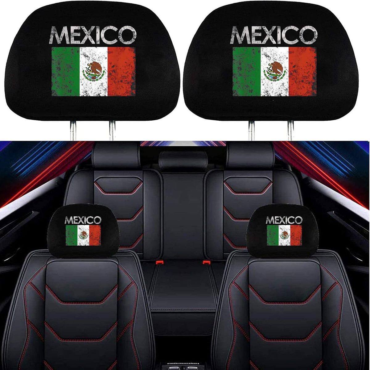 2 Pack Black Fabric Headrest Covers T61502