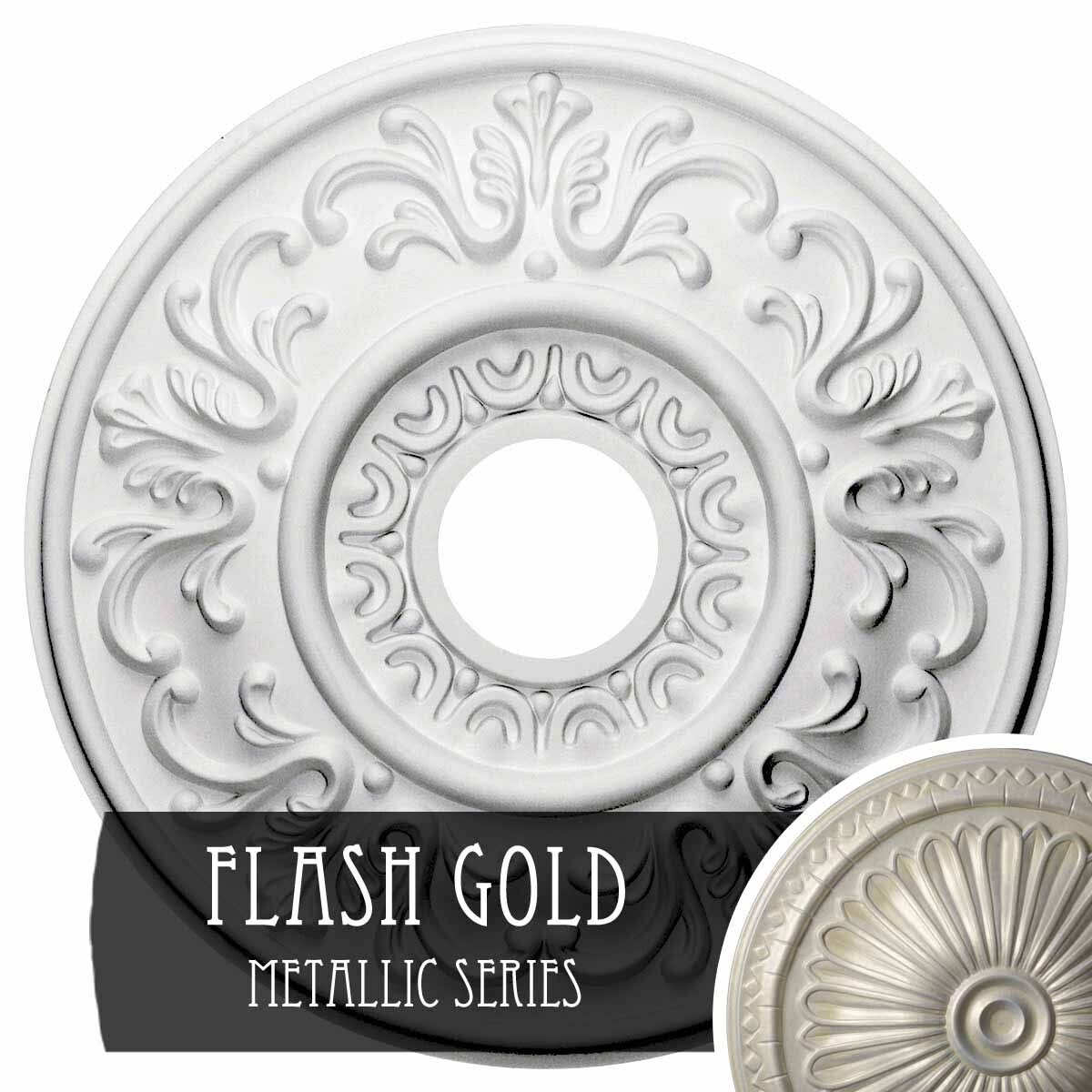18 inchod x 3 1/2 inchid x 1 inchp Hand-Painted Flash Gold Ceiling Medallion X24880