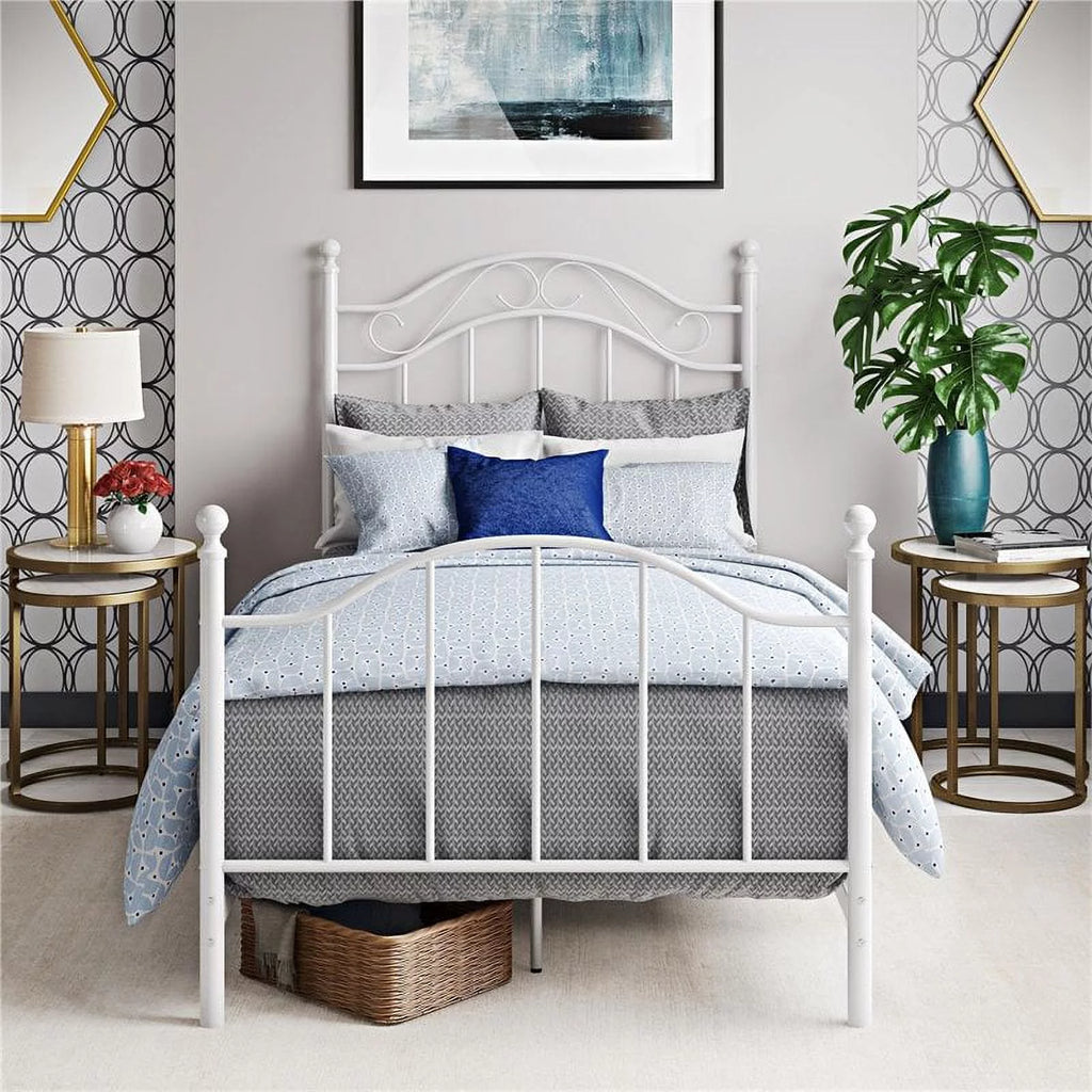 White Twin Metal Bed X4176