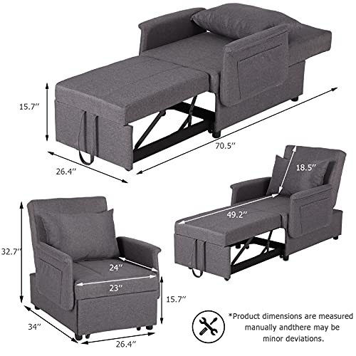 Black Sleeper Chair Bed Sofa with Pillow C309