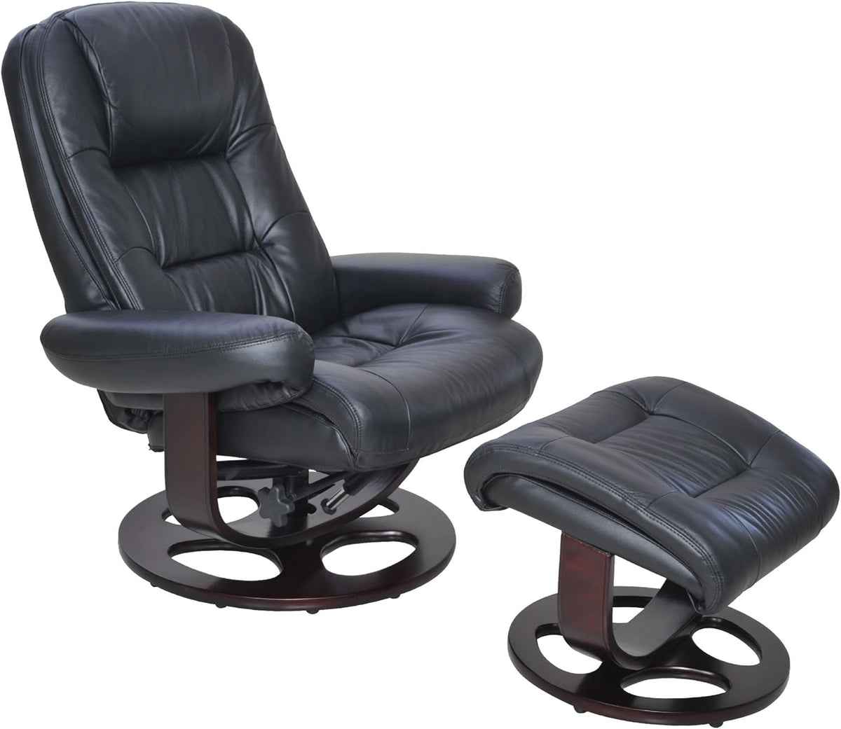 Ivory Leather Recliner and Ottoman M410
