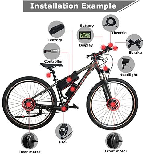 48V 1000W 1500W Electric Bicycle Conversion Kit, Rear Wheel Motor, Smart Controller, Twist Throttle X344448