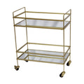 Gold Bar Cart with Two Glass Shelves O6615