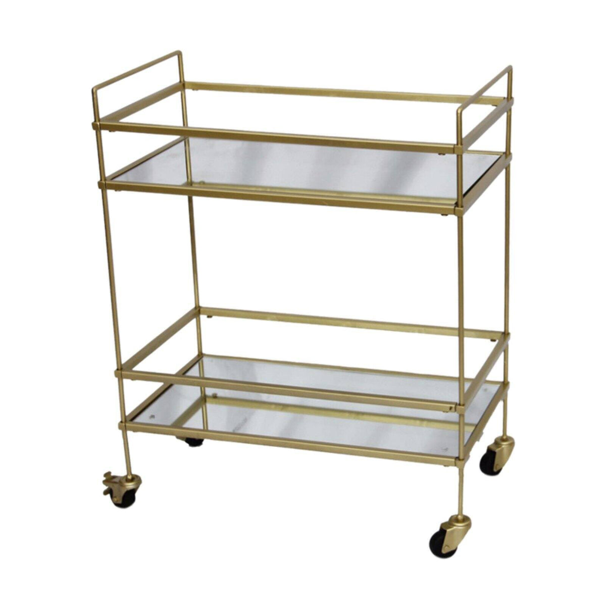 Gold Bar Cart with Two Glass Shelves O6615