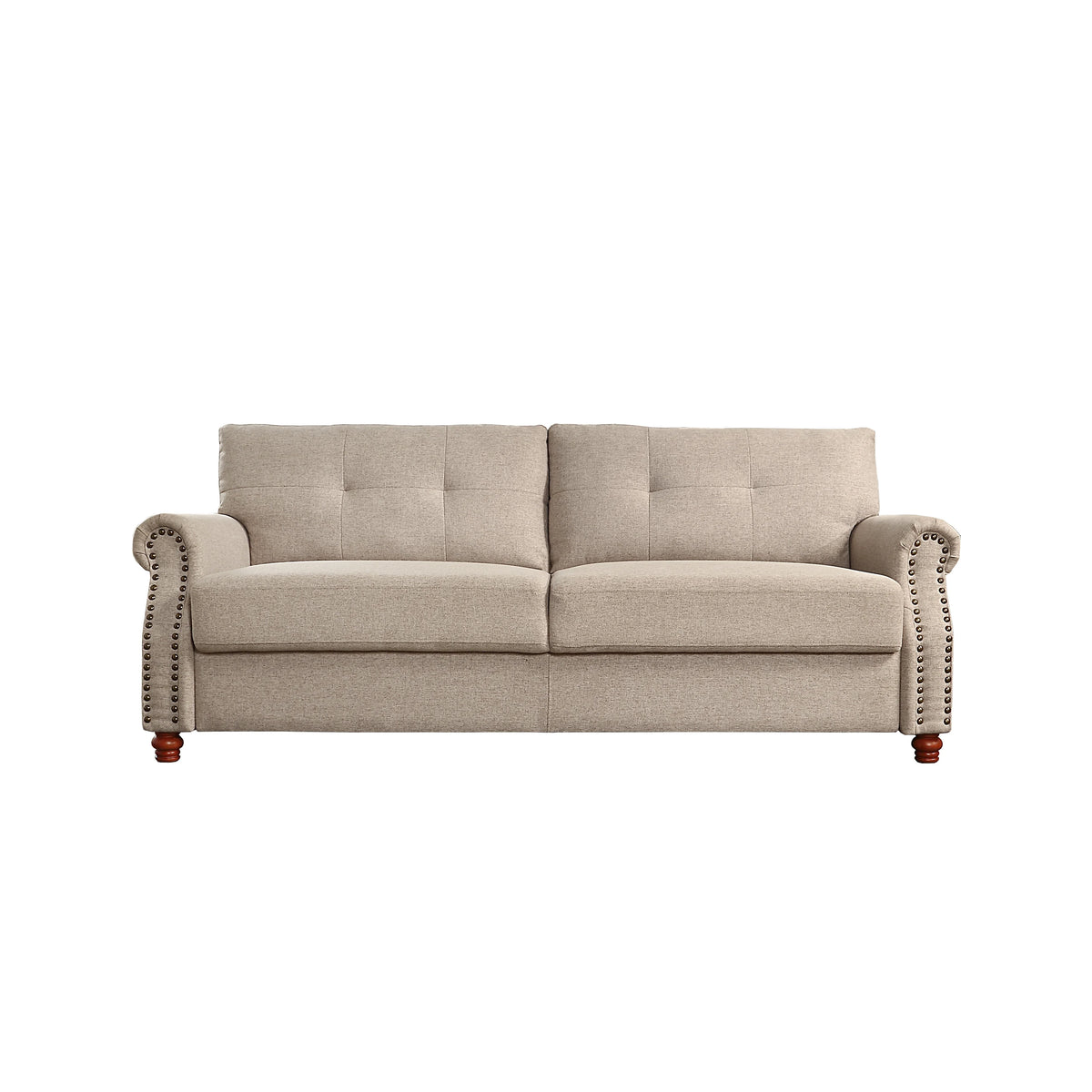 Beige Linen Fabric Upholstery Storage Sofa with Tufted Cushions P161