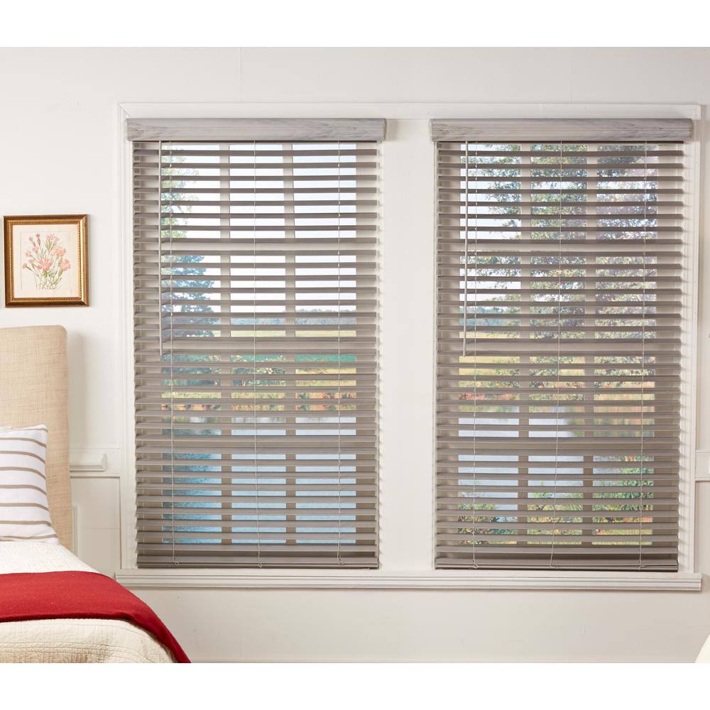 Room Darkening Cordless Faux Wood Blind 56.25 in. W x 72 in. L F922
