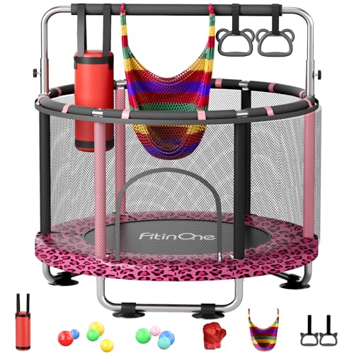 55" Toddler Mini Trampoline with Swing and Gymnastics Bar W310543