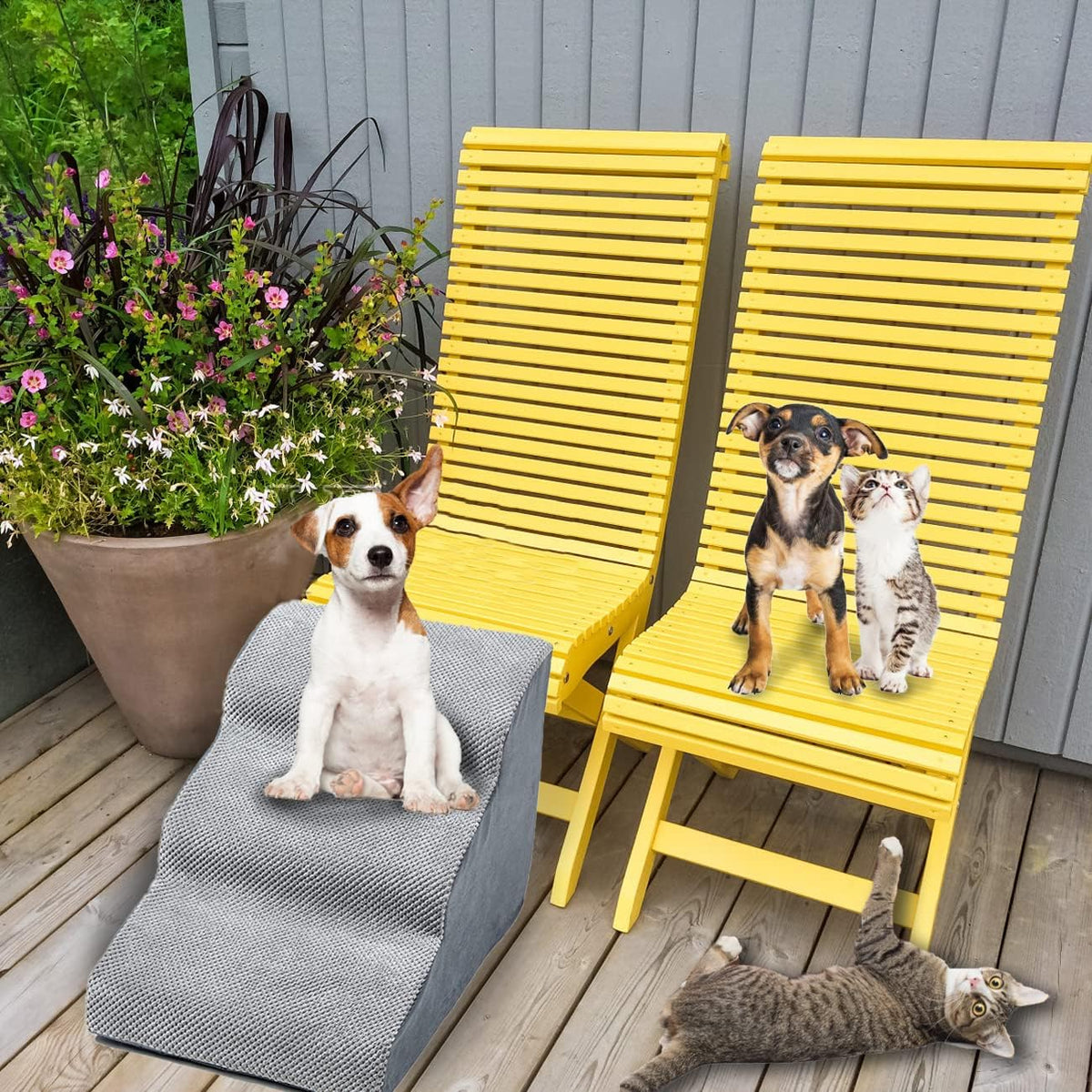 3 Tiers Non-Slip Foam Dog Ramp Stairs for Sofa W4983