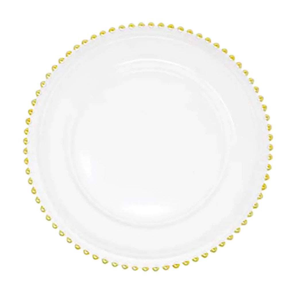 Gold Beaded Glass Charger Plates U41777