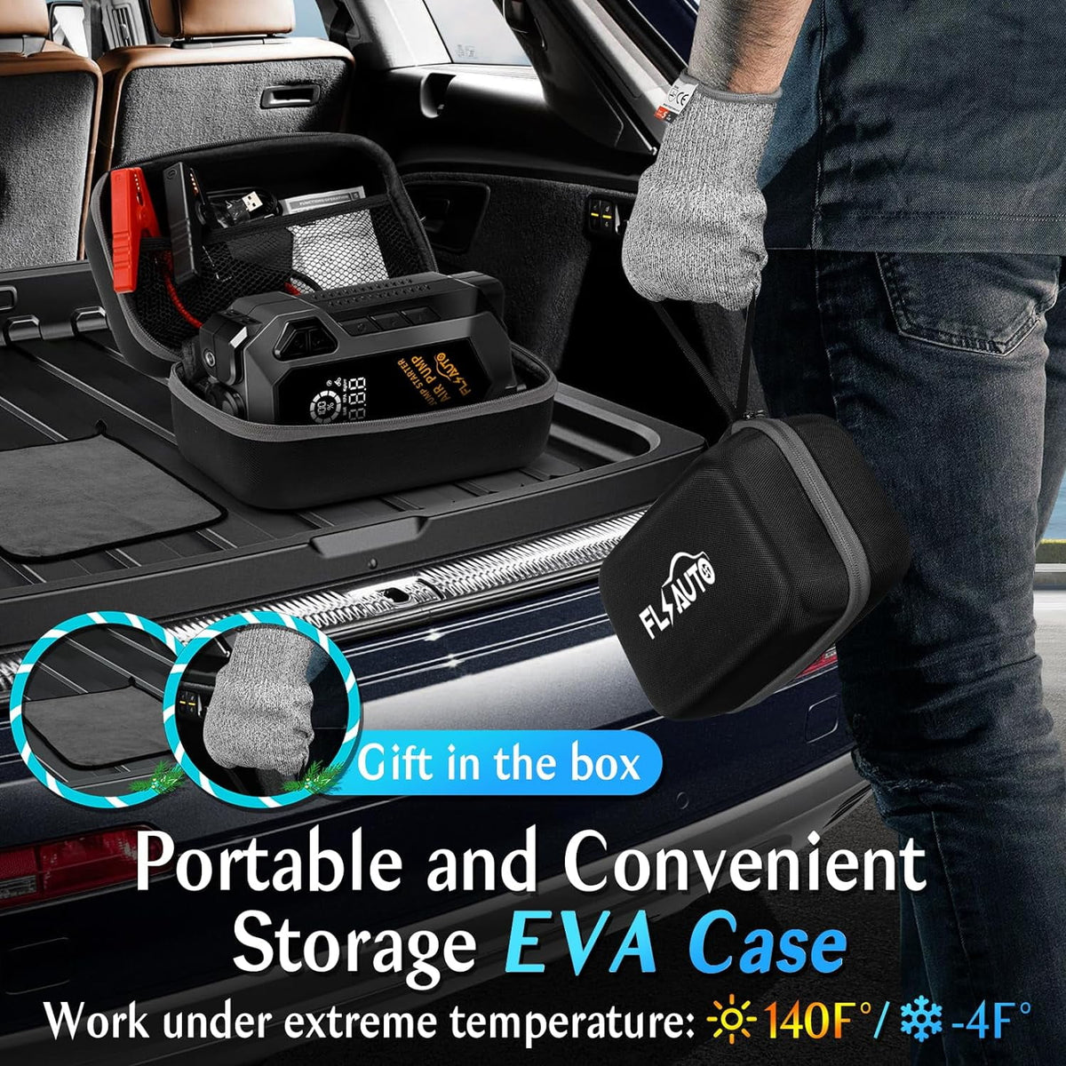 Portable 4000A Peak Car Jump Starter with 150 PSI Air Compressor U22417