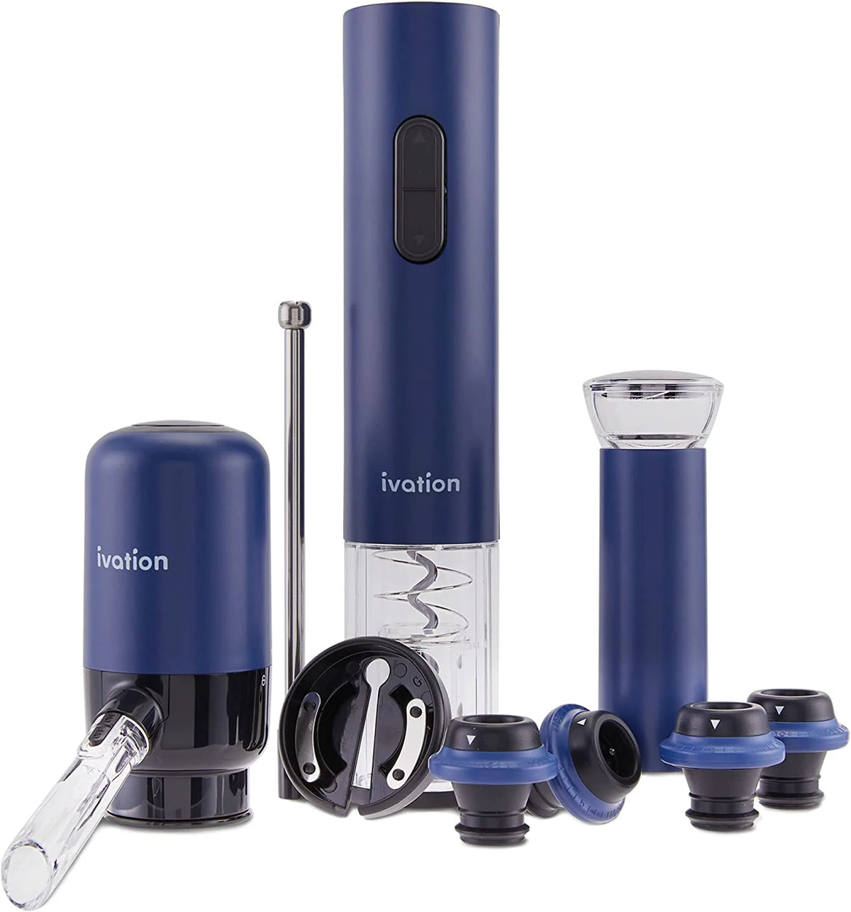 Wine Accessory Kit with Electric Bottle Opener, Aerator Dispenser, Preserver Pump, Cork Stoppers & Foil Cutter T826961