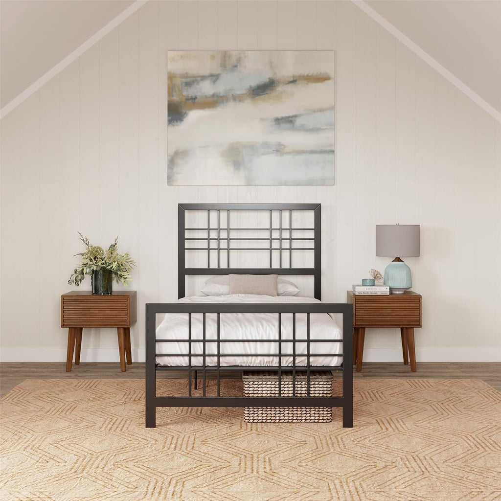 Twin Size Metal Bed Frame with Adjustable Storage P317