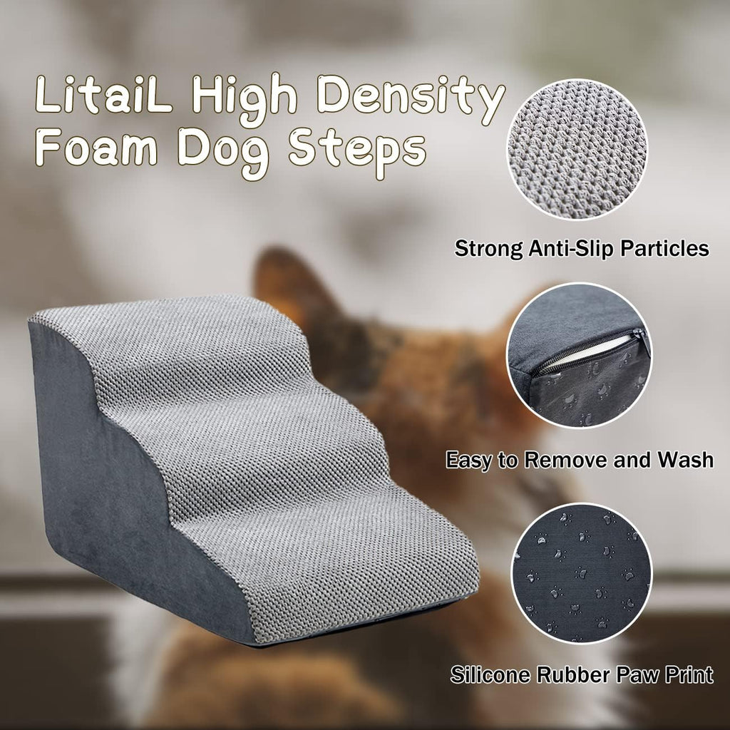 3 Tiers Non-Slip Foam Dog Ramp Stairs for Sofa W4983