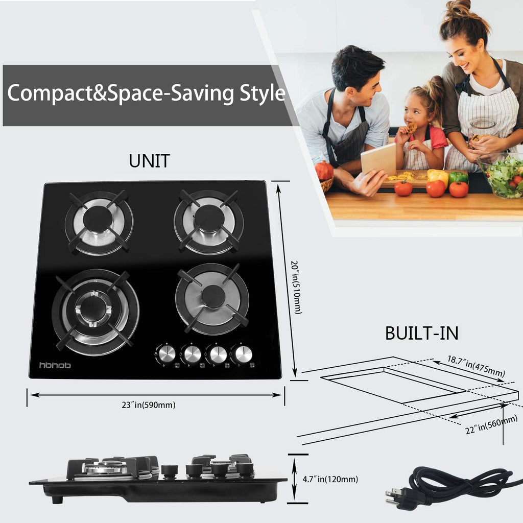 4 Burners Gas Cooktop Tempered Glass Built in Gas Stove J648818