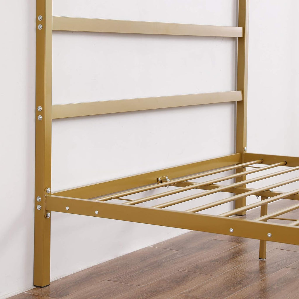 Gold Full Size 4 Poster Canopy Bed Frame with Headboard R87783