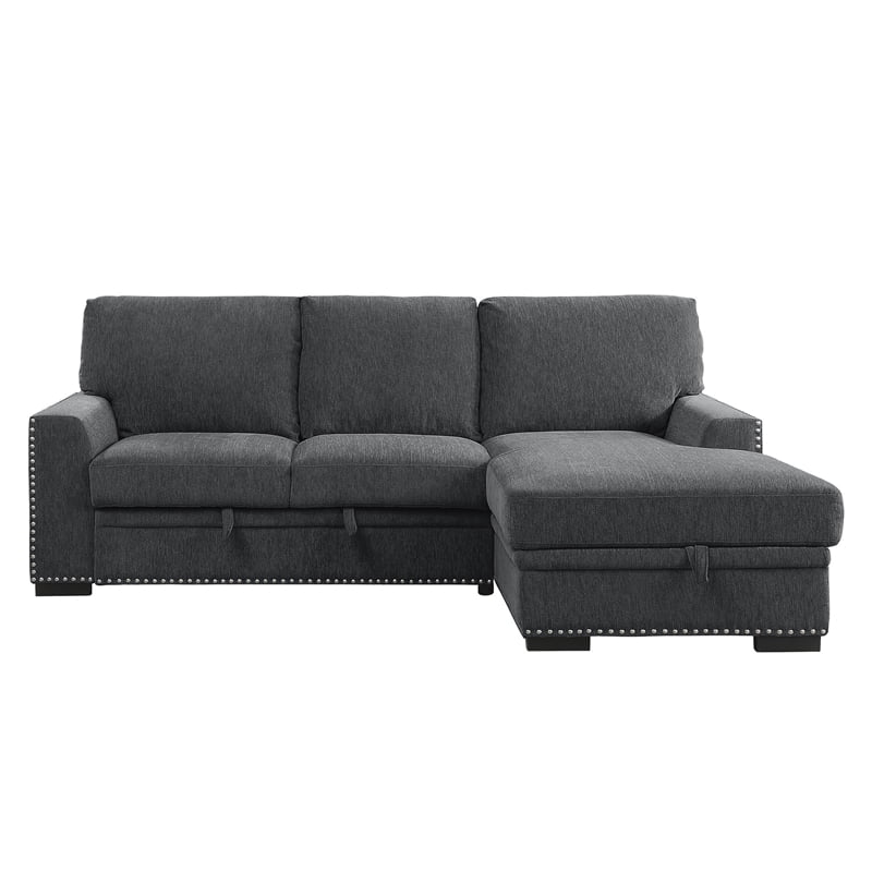 Gray 2-piece Fabric Sectional with Right Chaise O504