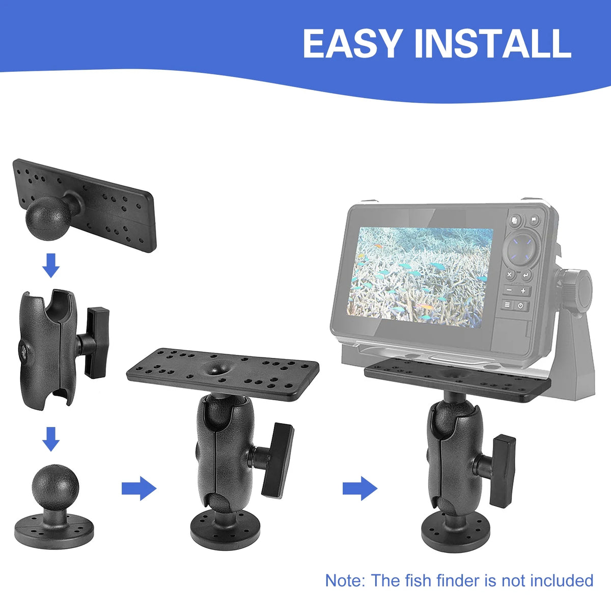 Portable Kayak Fish Finder Mount with 360° Swivel Ball Mount Base O277140