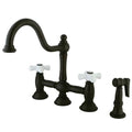Oil Rubbed Bronze 8-Inch Deck Mount Kitchen Faucet with Brass Sprayer G259