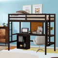 Twin Size Wooden Loft Bed with Desk and 2 Drawers B960128