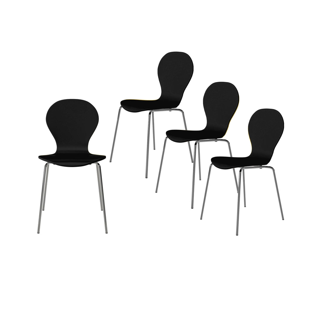 Black Mid Century Modern Dining Chair Set of 4 S22674