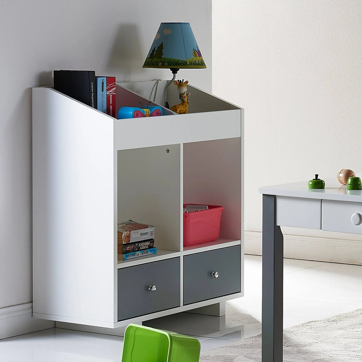 White/Grey 2 Section Storage Stand I17194
