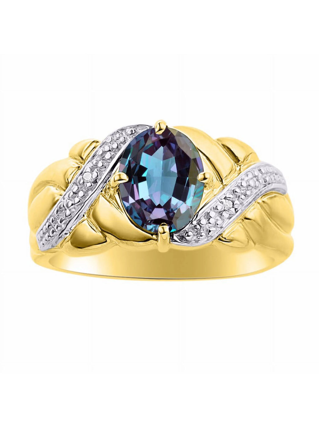 Yellow Gold Plated Love Knot Tennis Bracelet, Ring & Necklace with Alexandrite A2890