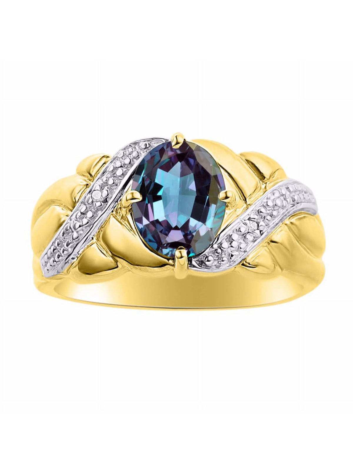 Yellow Gold Plated Love Knot Tennis Bracelet, Ring & Necklace with Alexandrite A2890