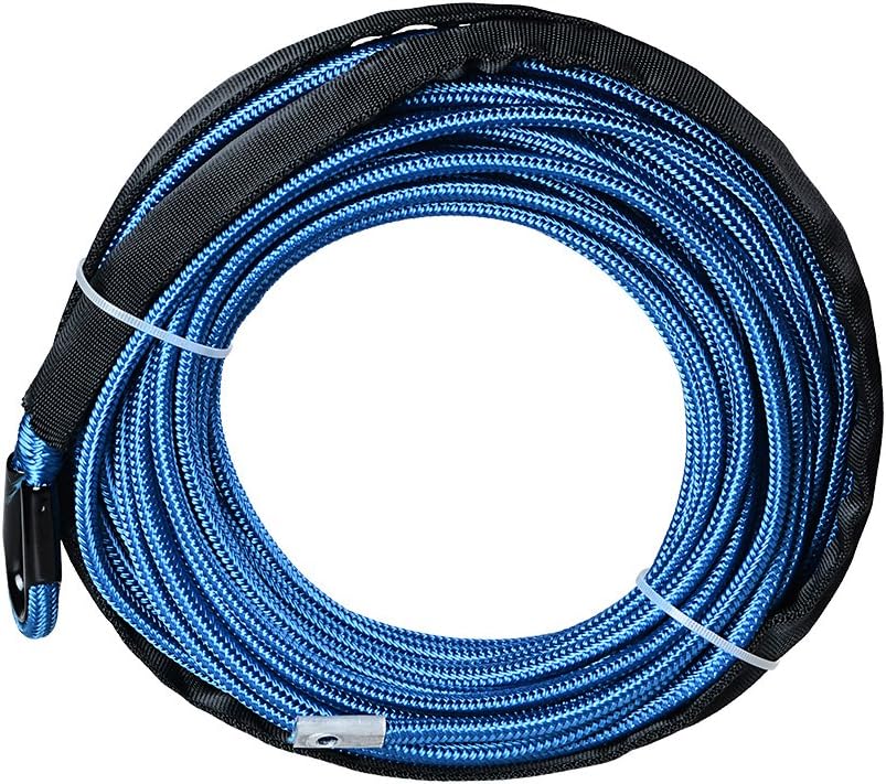 85ft x 3/8 inch Synthetic Winch Line Rope with Heat Rock Guard Z475