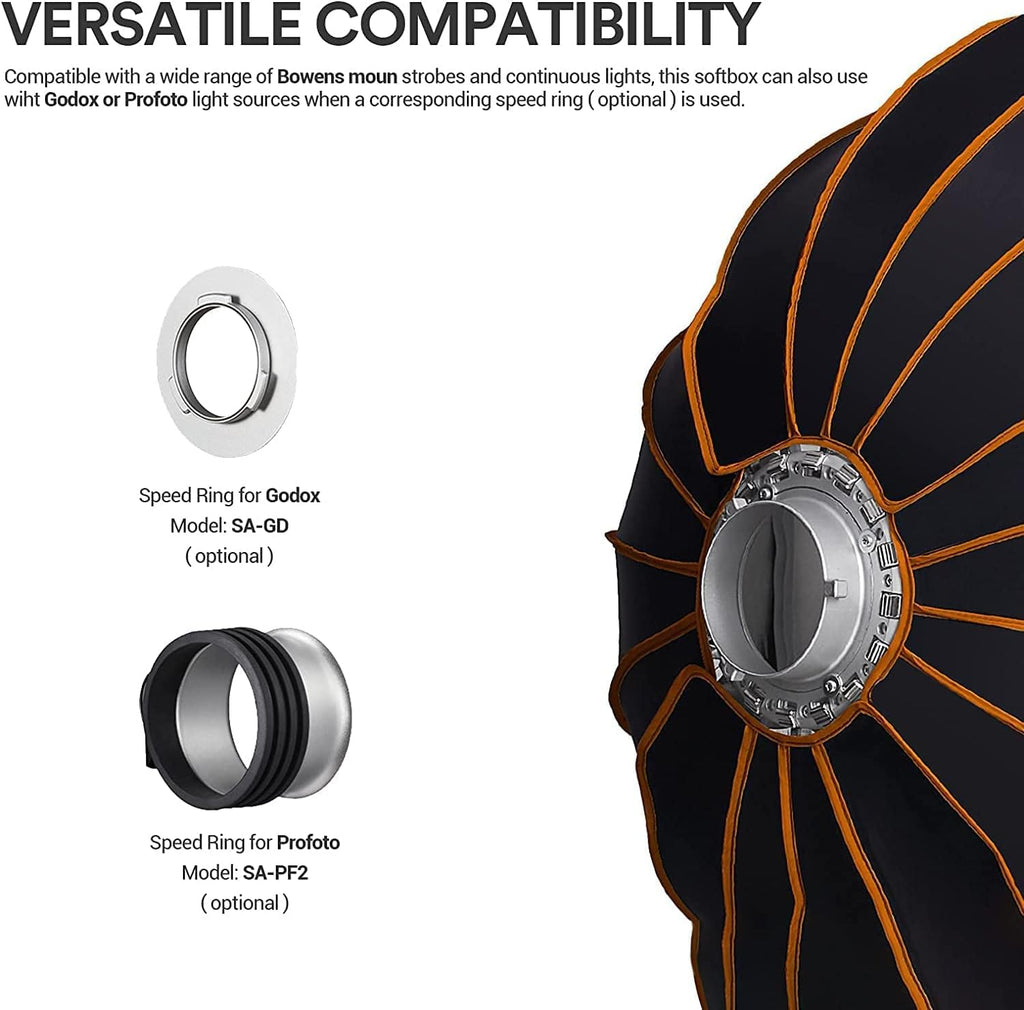 47 Inch Parabolic Softbox Bowens Mount with Diffuser and Carrying Bag O504548