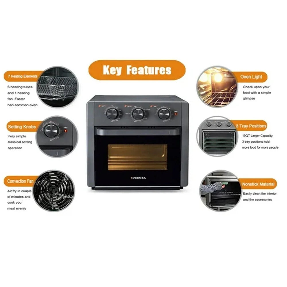 20QT Air Fryer Oven Combo with Accessories, Gray U23531