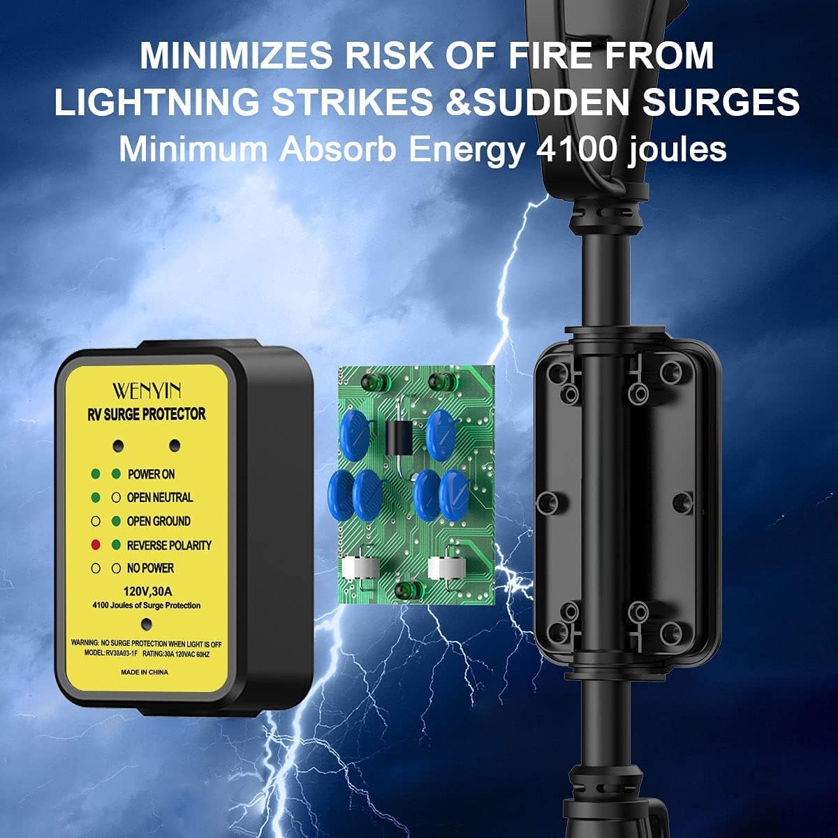 30 amp RV Surge Protector with LED Indicator Light H962