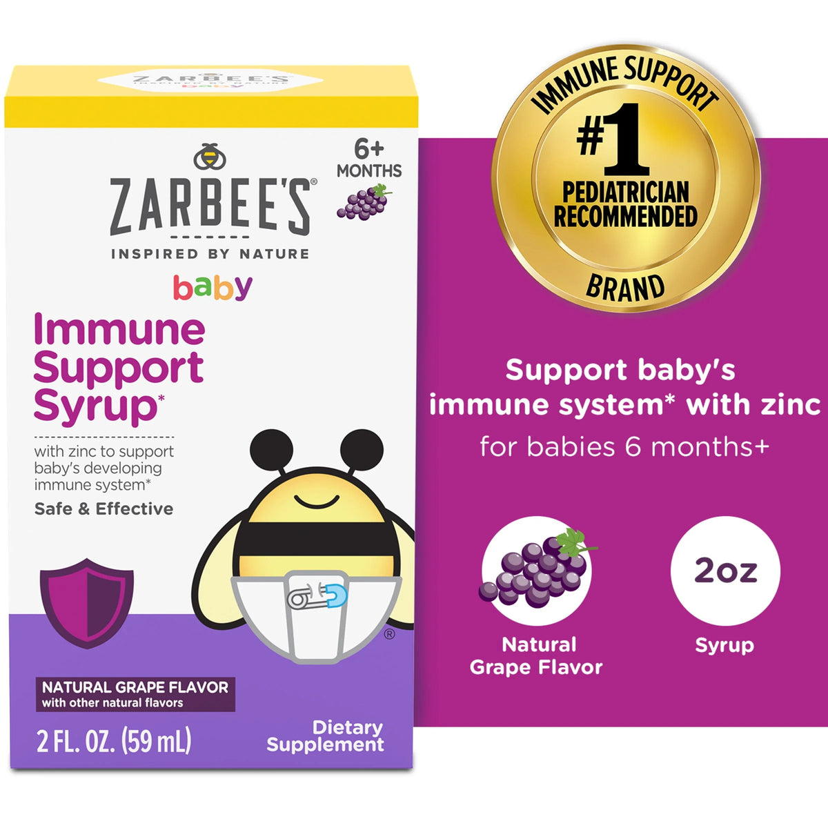 Grape 2oz Baby Immune Support with Zinc N380