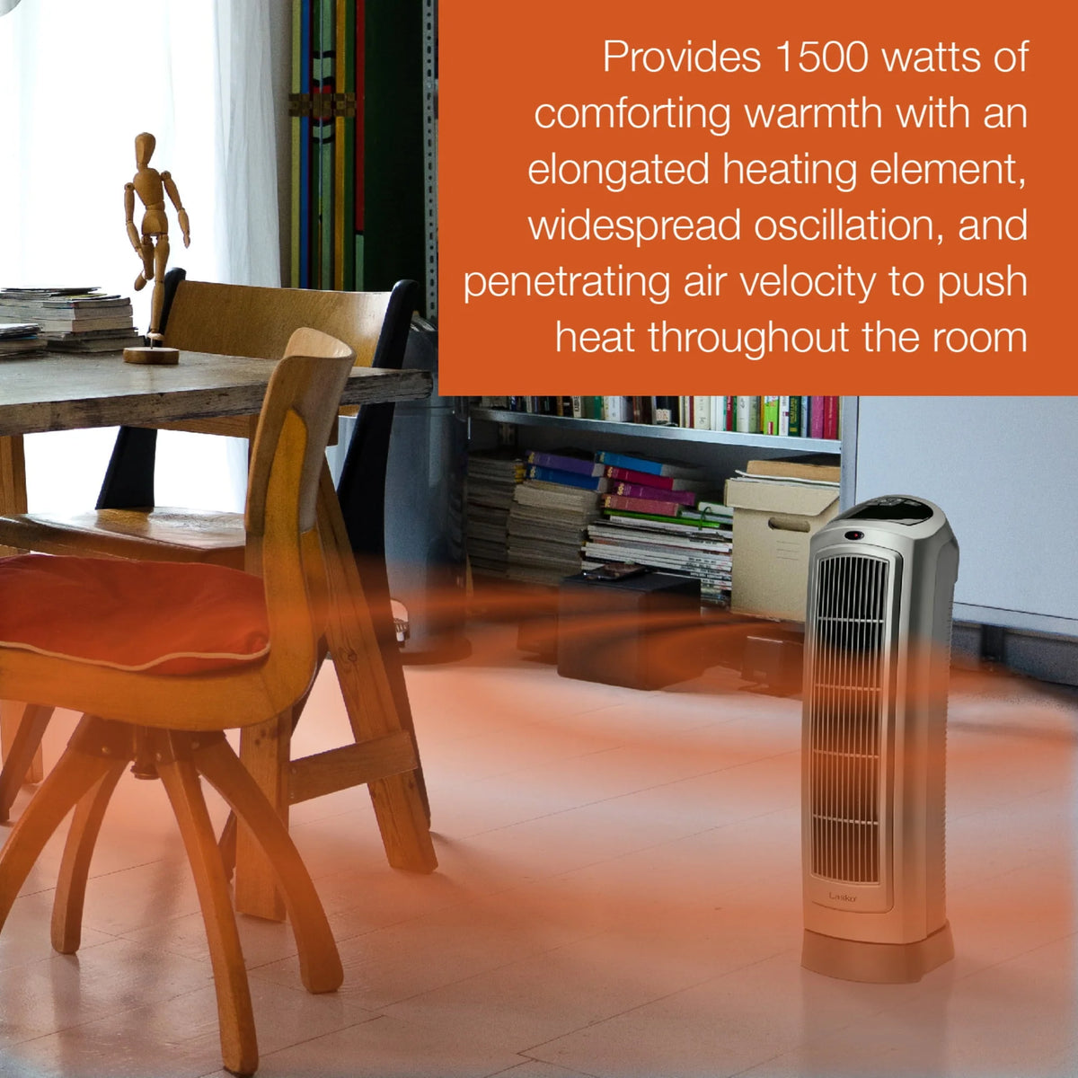1500W Oscillating Ceramic Electric Tower Space Heater with Remote, Gray E17474