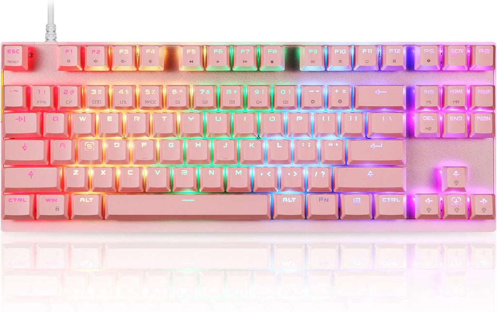 Pink 87 Keys RGB Backlit Mechanical Gaming Keyboard Z2459