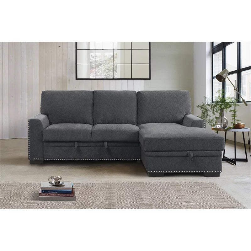 Gray 2-piece Fabric Sectional with Right Chaise O504