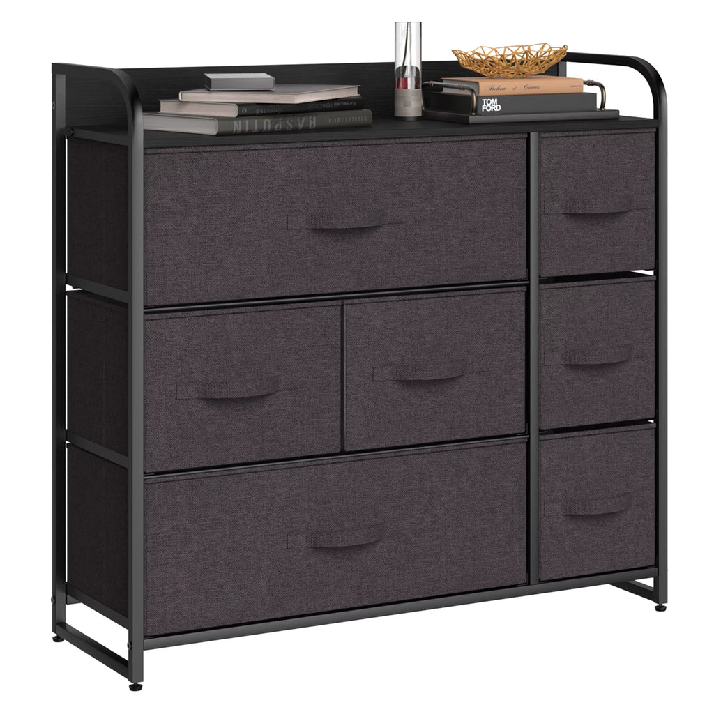 Light Gray 7 Drawer Fabric Dresser O692