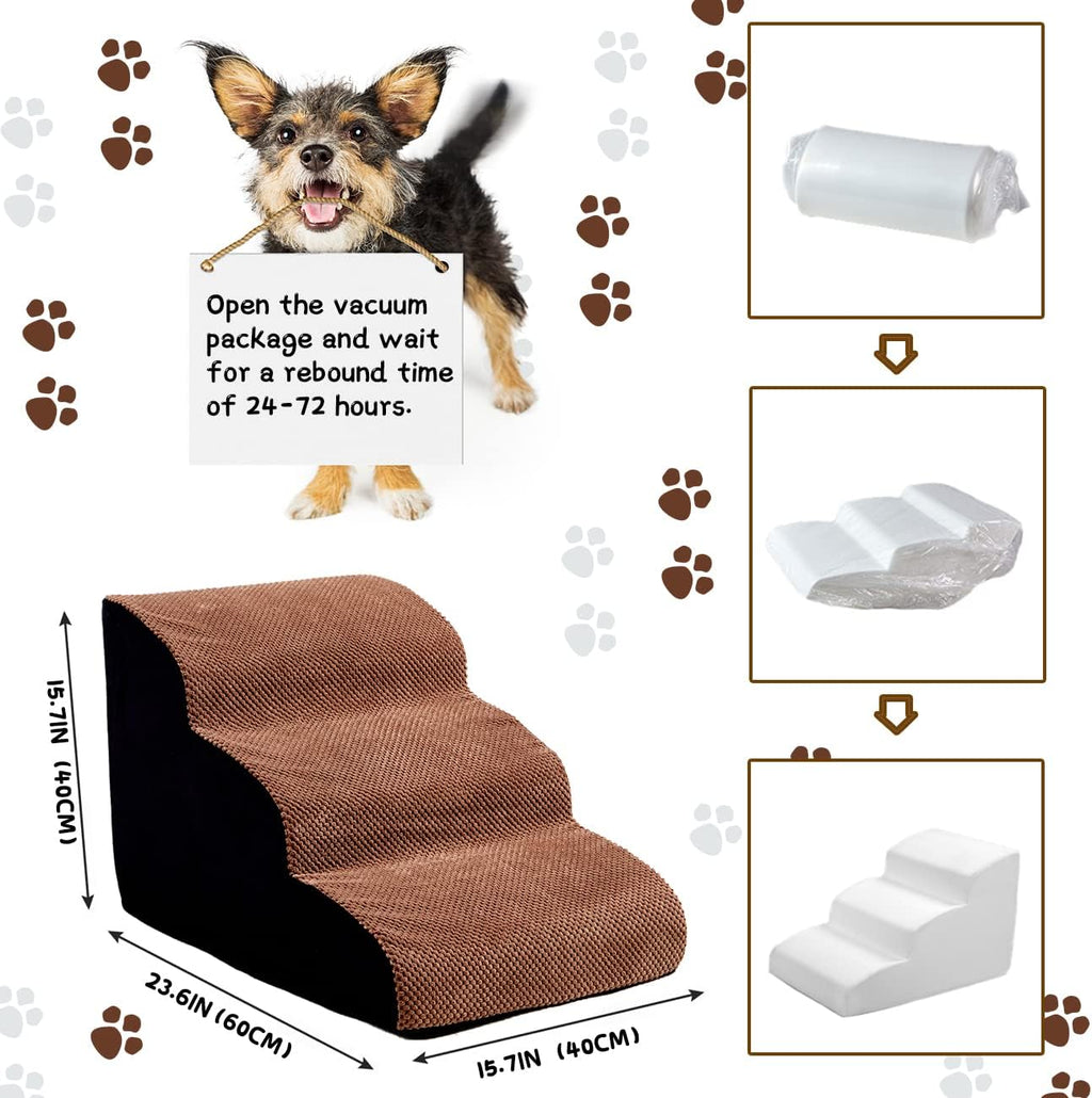3 Tiers Non-Slip Foam Dog Ramp Stairs for Sofa W4983
