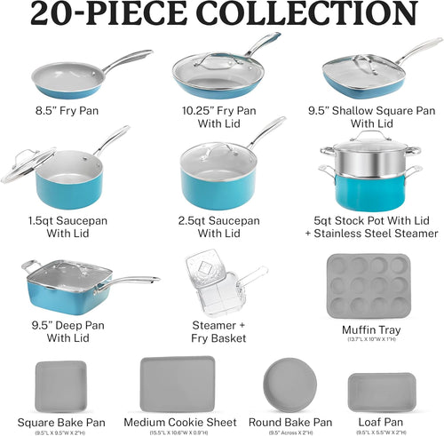 20 Piece Nonstick Ceramic Cookware Set N344838