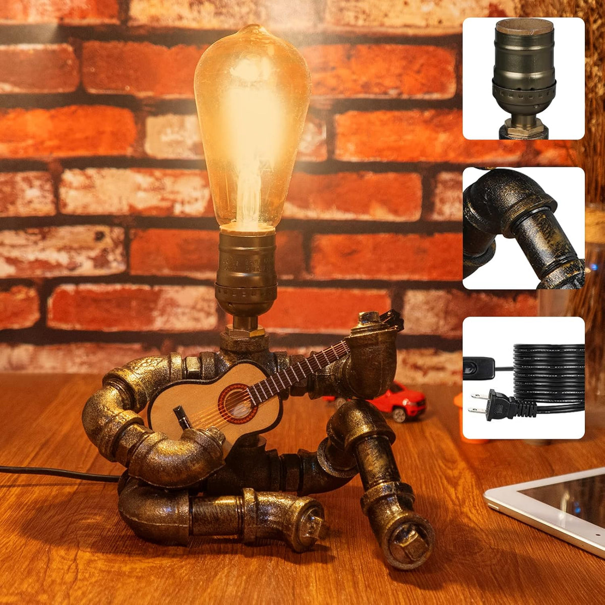 Bronze Metal Pipe Robot Table Lamp L701