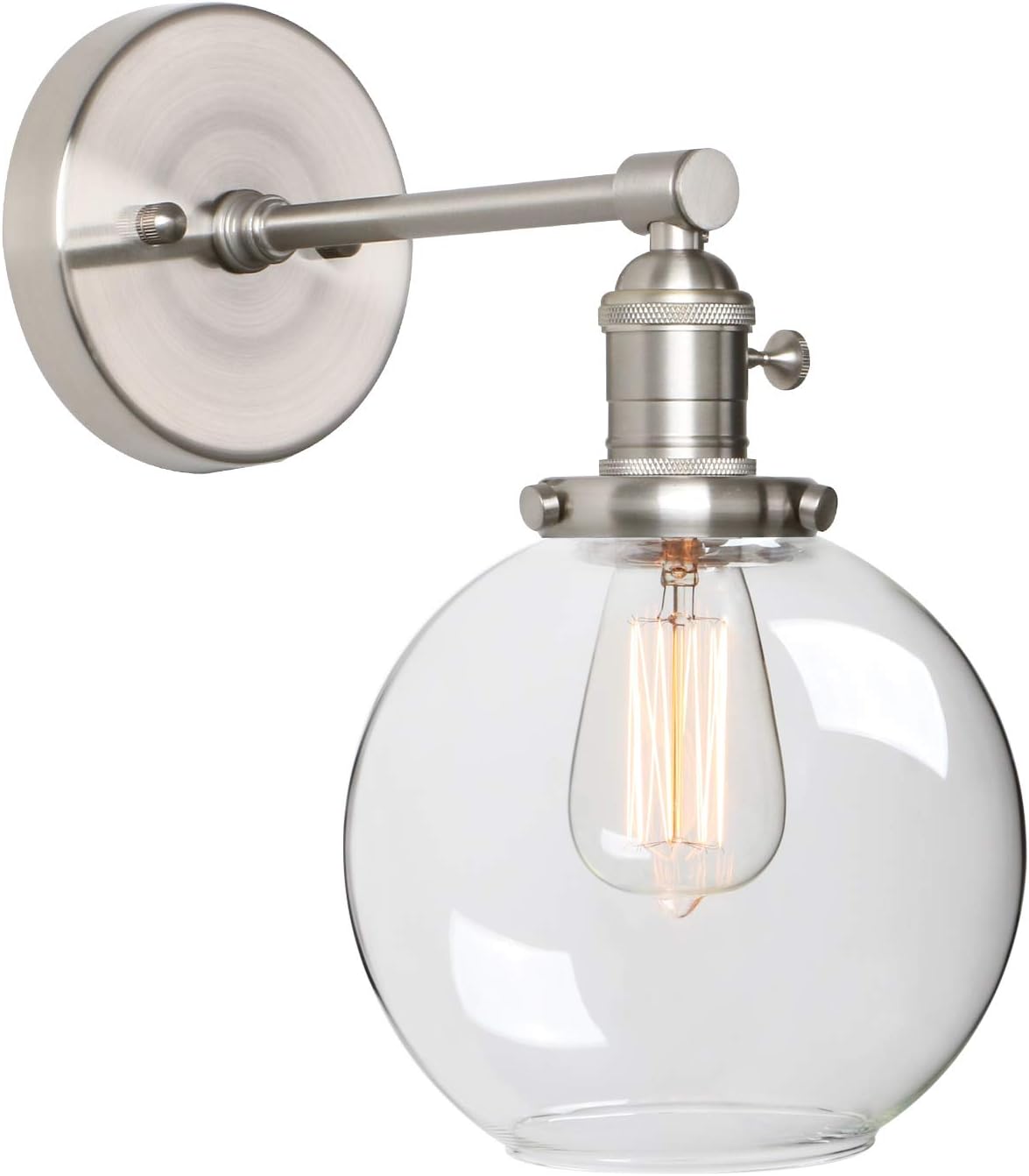 Brushed Nickel 1-Light Wall Sconce with Clear Glass V435