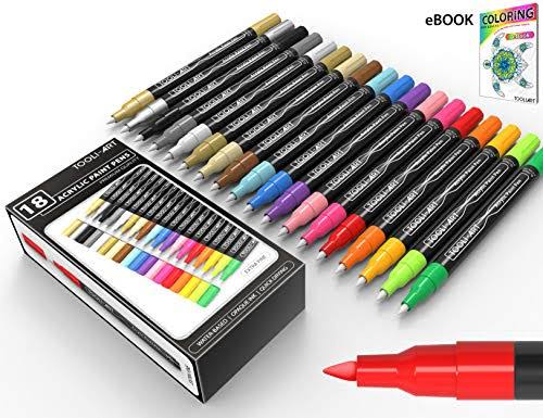 18 Acrylic Paint Pens 0.7mm Extra Fine Tip E249