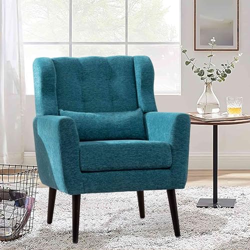 Dark Blue Chenille Fabric Accent Chair Set of 2 N292