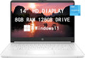 14-inch HD Laptop Computer Intel Dual Core 2.8GHz 8GB RAM 128GB 64GB SSD 64GB Card Webcam Bluetooth HDMI USB-C Wi-Fi Windows 11 S White T461
