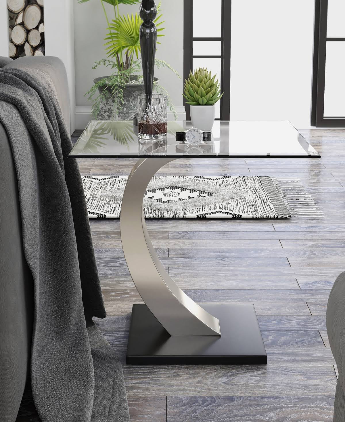 Silver Square End Table Y155987