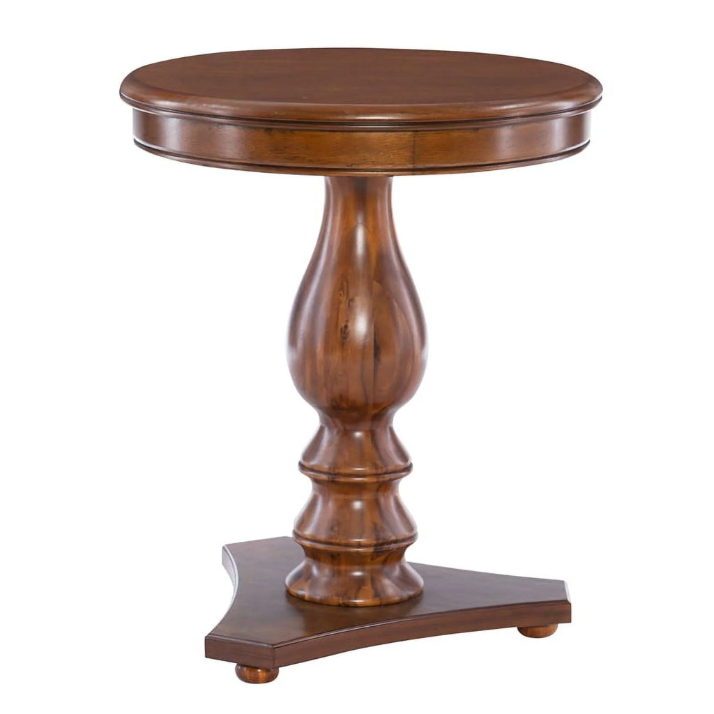 Round Wood Side Table with Pedestal Base V112