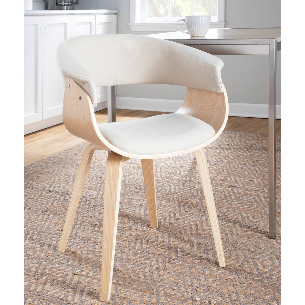 Cream Fabric Zebra Wood Dining Accent Chair K463