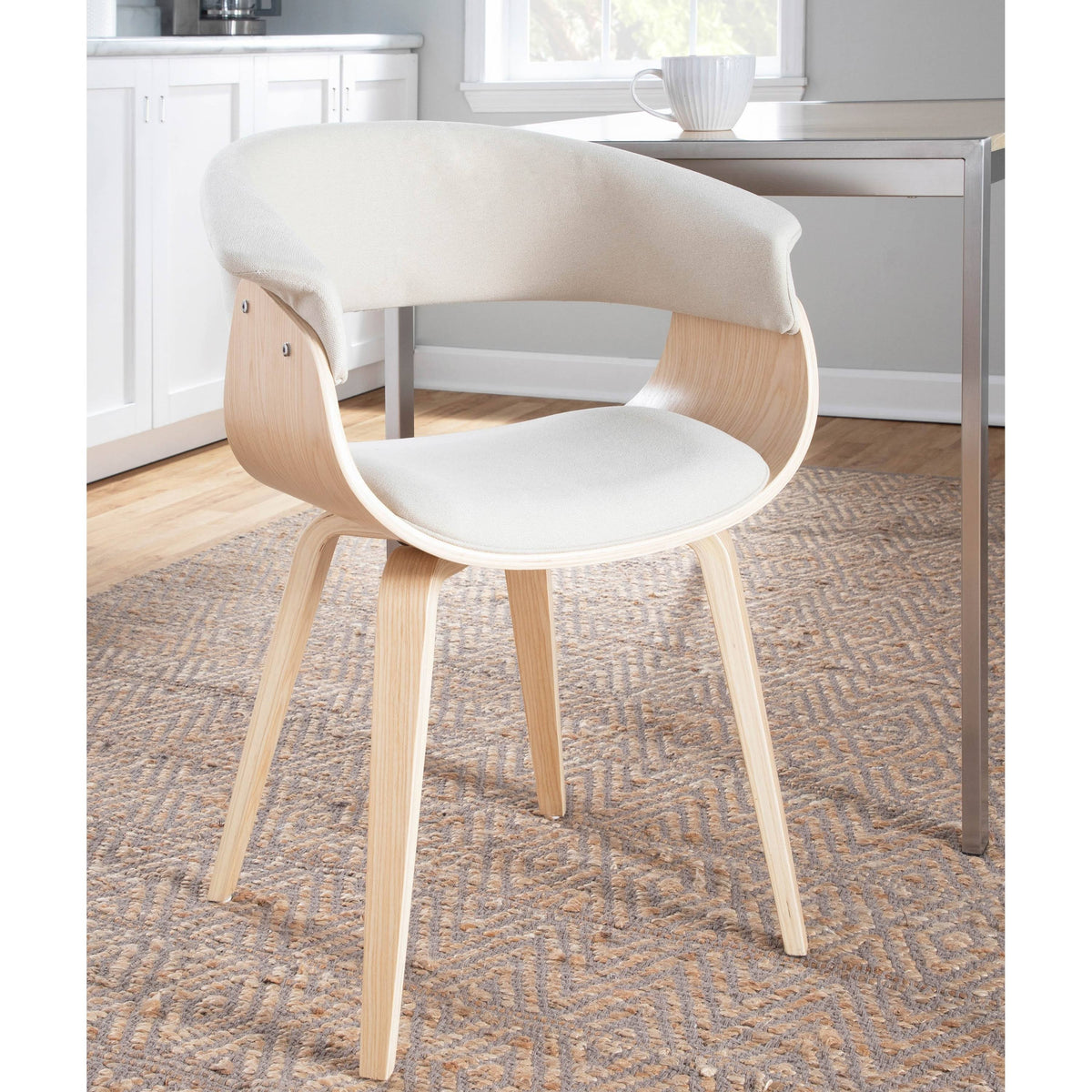Cream Fabric Zebra Wood Dining Accent Chair K463