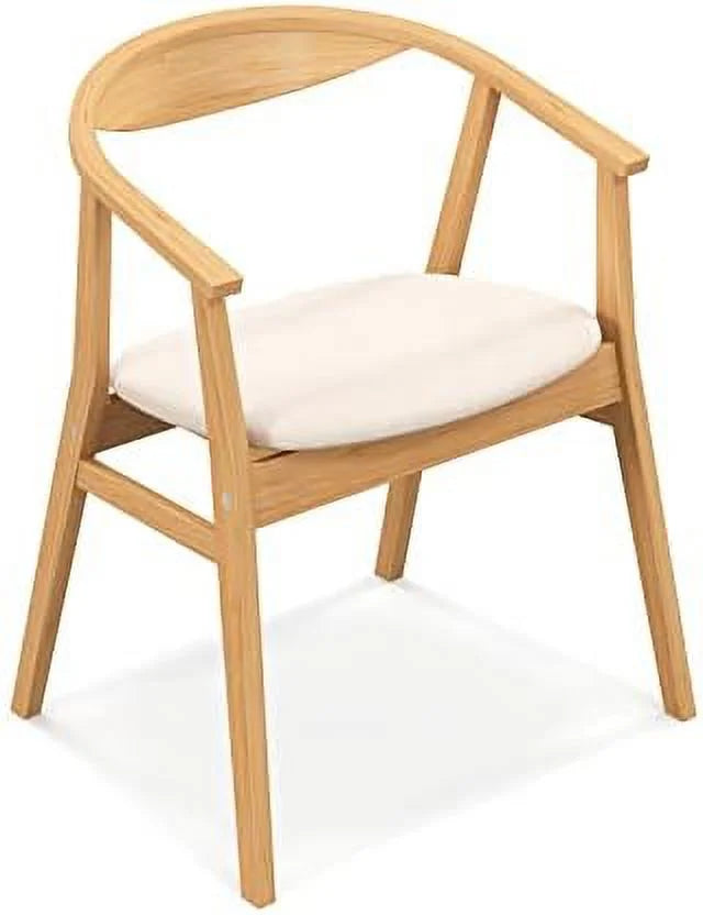 Bamboo Accent Chair with Armrest and Curved Backrest X784