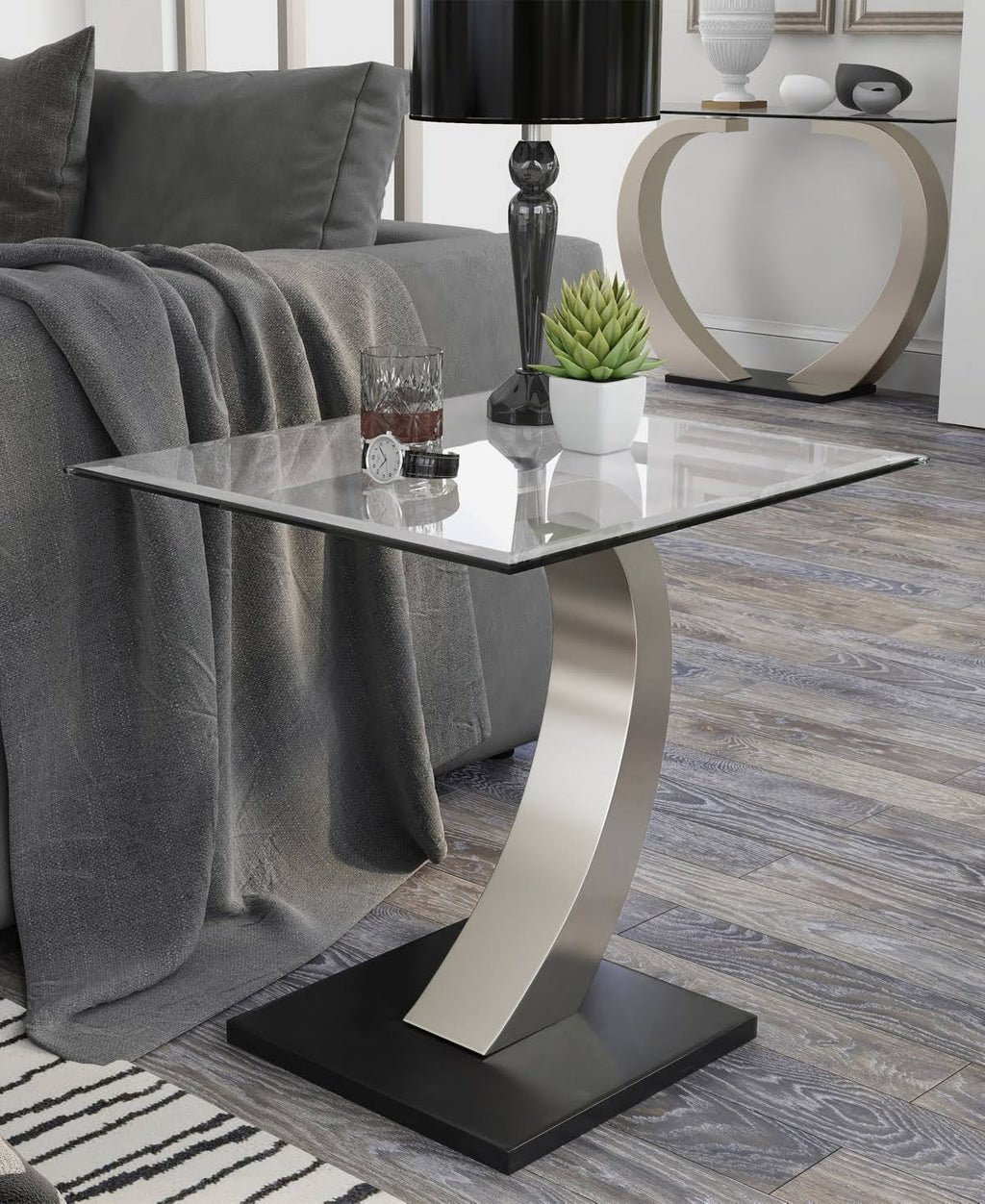Silver Square End Table Y155987