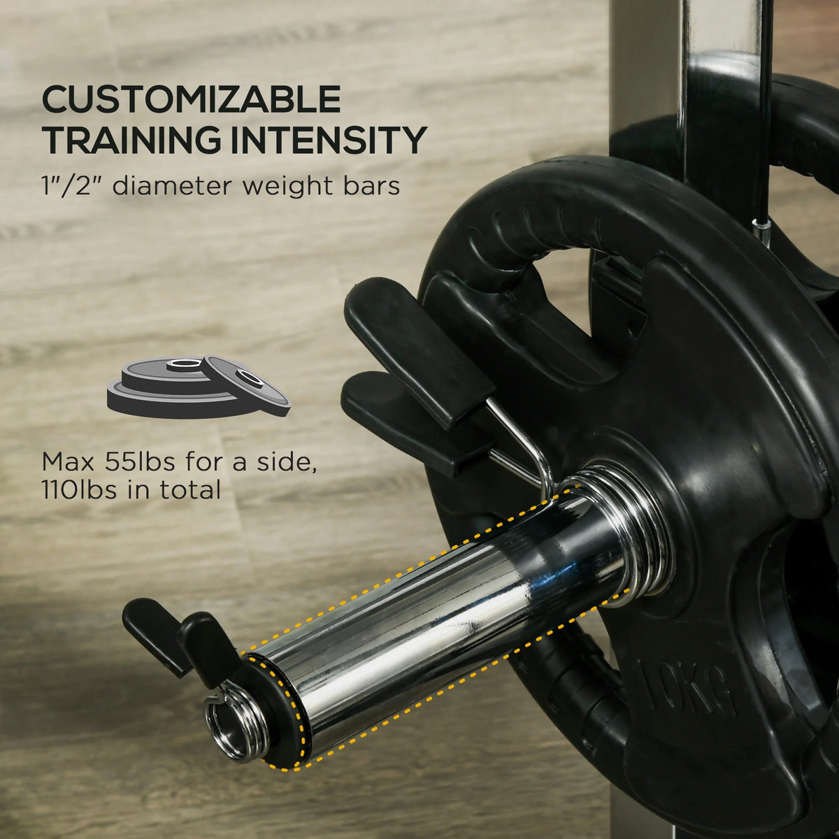 Power Cage with Pulley System Squat Rack Pull up Stand M78212